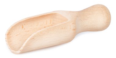 Beyaz arka plan yan görünüm üzerinde izole ahşap Kepçe