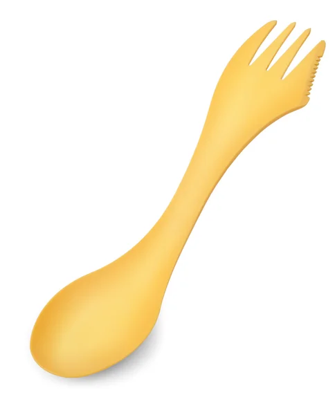 Spork είναι ένα μαχαίρι κουτάλι και ένα δίκρανο που συνδυάζονται σε ένα ενιαίο μονοκόμματο u — Φωτογραφία Αρχείου