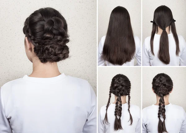 Braided hairdo tutorial — Stock Photo, Image