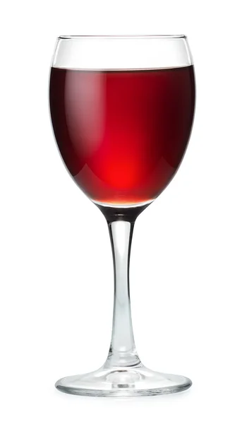 Красное вино в стакане, изолированном на белом с застежкой — стоковое фото