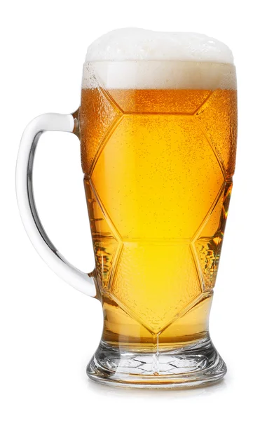 Vaso de cerveza ligera aislado sobre fondo blanco — Foto de Stock