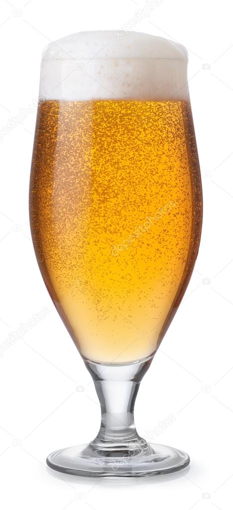 Glass of beer isolated on white