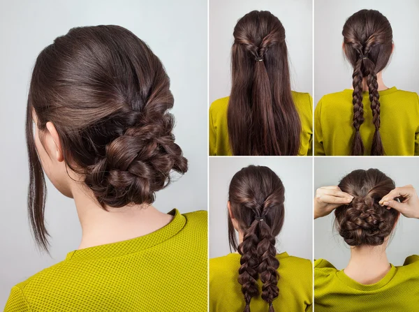 Tutorial penteado simples — Fotografia de Stock