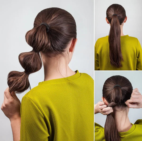 Simple hairstyle tutorial — Stock Photo, Image