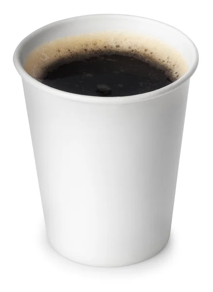 Kaffe i ta bort cup isolerade på vitt med urklippsbana — Stockfoto