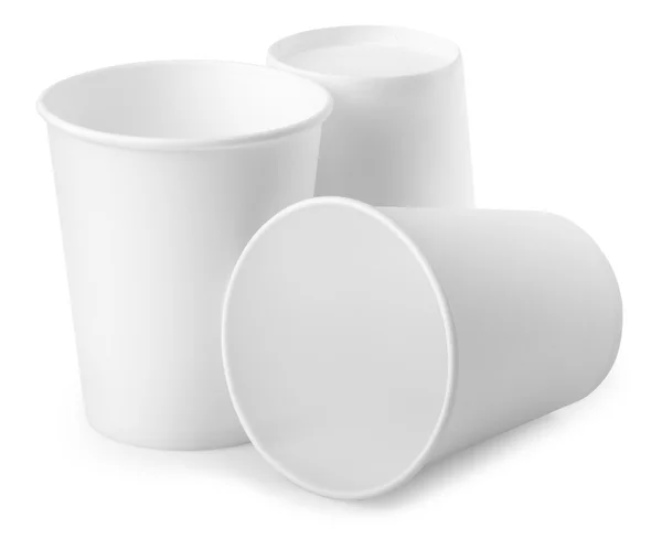 Three paper cups isolate with clipping path — Stock Photo, Image