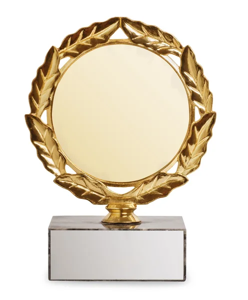 Gouden Trofee geïsoleerd op witte achtergrond — Stockfoto