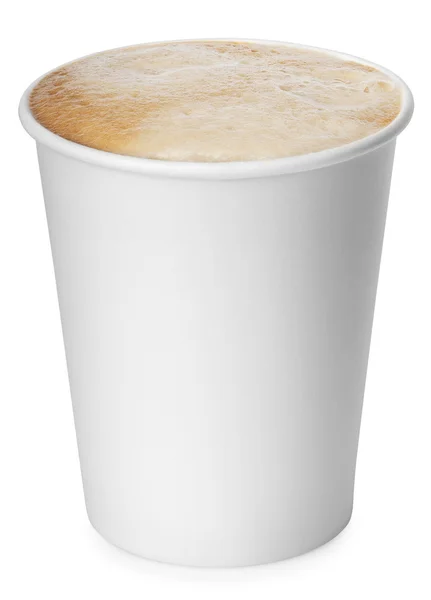 Xícara de papel de café isolado no fundo branco com clipping p — Fotografia de Stock
