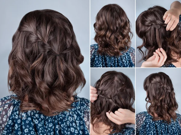 Tutorial penteado simples — Fotografia de Stock