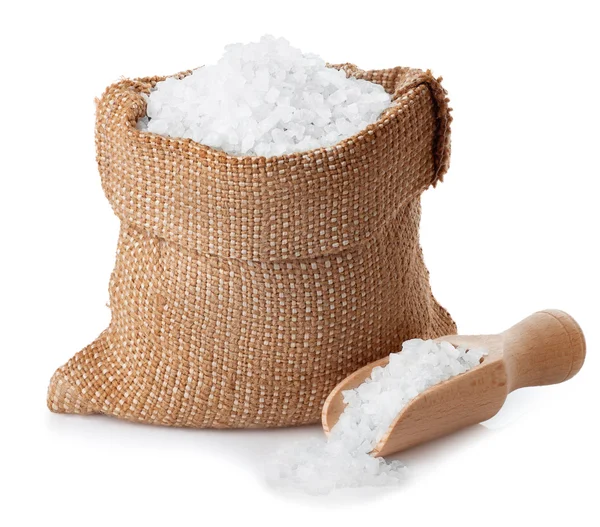 Zeezout in zak geïsoleerd op wit — Stockfoto