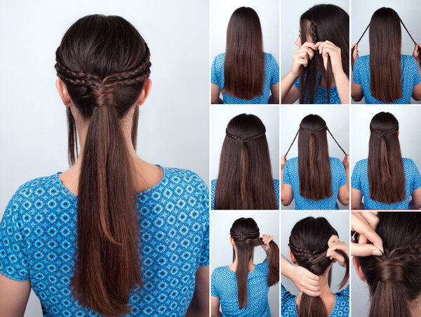 easy hairstyle pony tail with plaits hair tutorial
