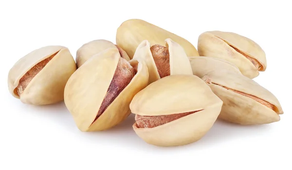 Heap van pistache geïsoleerd op witte achtergrond — Stockfoto