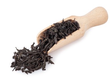 Beyaz izole kepçe çay kuru yaprakları