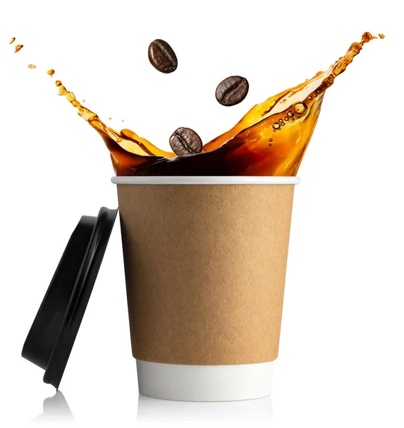 Taza desechable con salpicadura de café — Foto de Stock