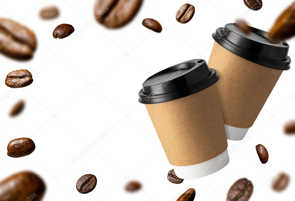 disposable cup with offee beans