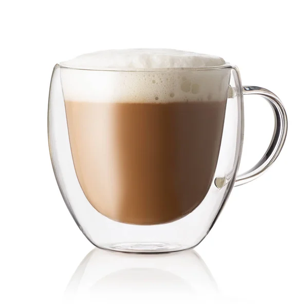 Cappuccino em copo isolado em branco — Fotografia de Stock