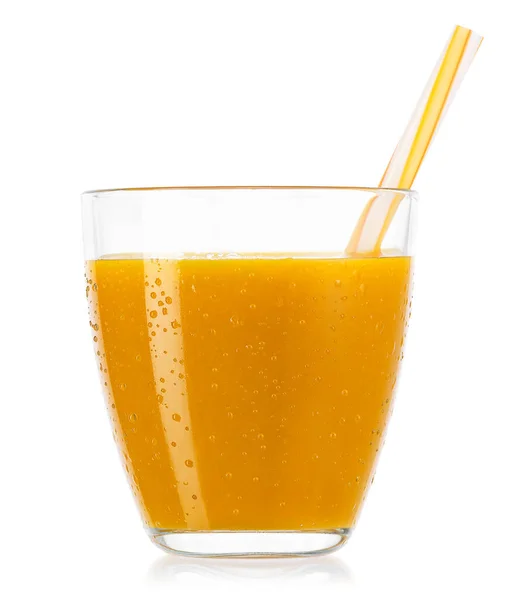 Glas mango smoothies isolerad på vitt — Stockfoto