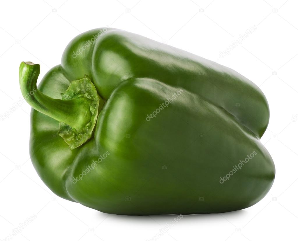 horizontal green pepper isolated on a white