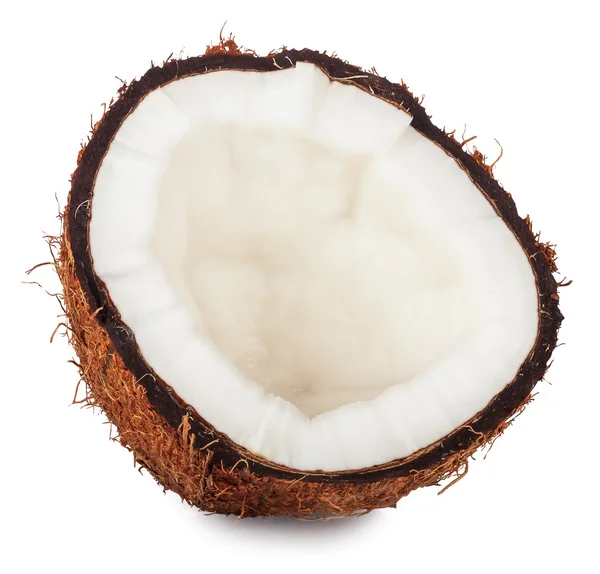 Halbe Kokosnuss isoliert auf weiß — Stockfoto