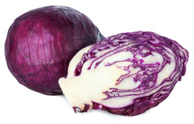 Bütün ve mavi lahana izole yarısı