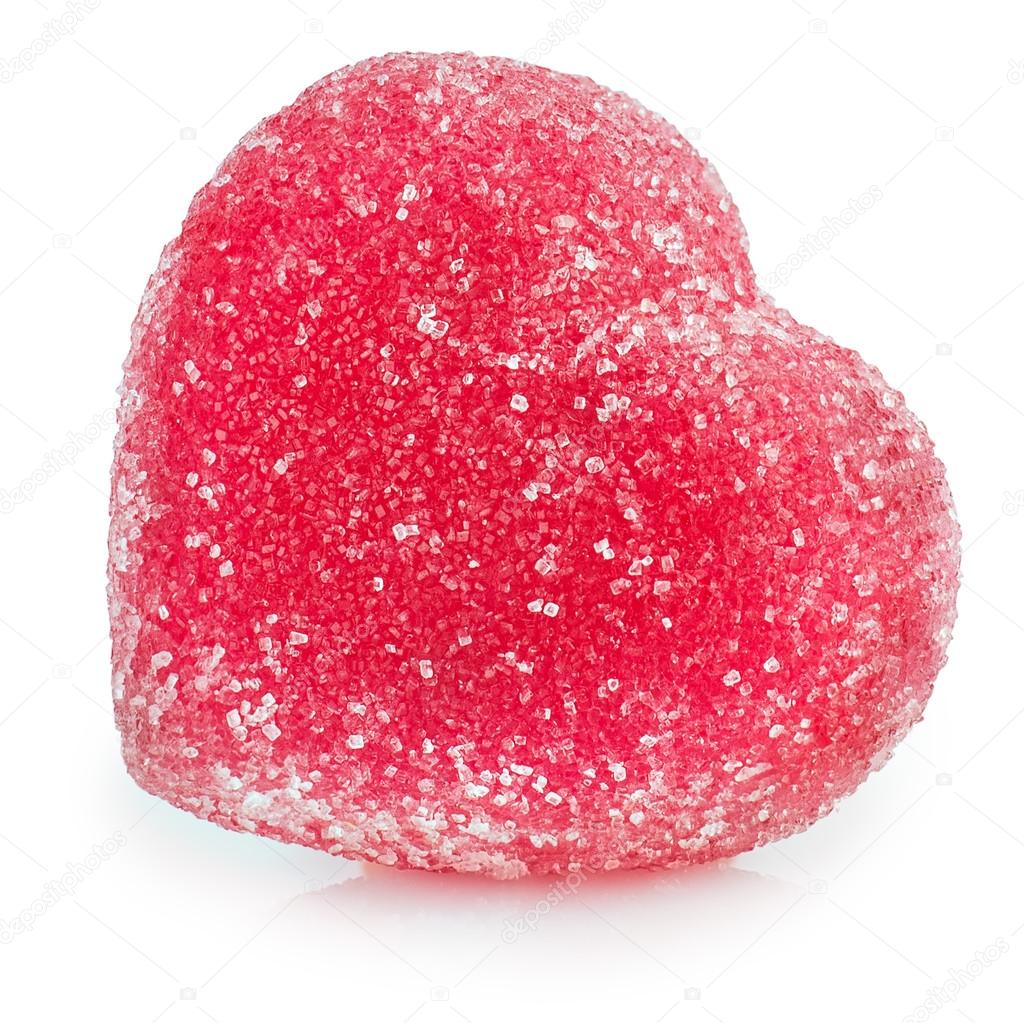 heart shape jelly candy isolated on white