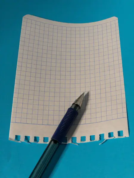 Blocco Note Appunti Taccuino Con Una Penna Trovano Sul Tavolo — Foto Stock
