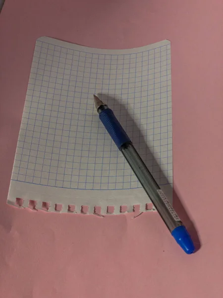 Σημειωματάριο Και Σημειώσεις Από Ένα Σημειωματάριο Ένα Στυλό Βρίσκονται Στο — Φωτογραφία Αρχείου