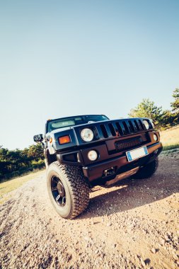 Hummer H2 on the road.