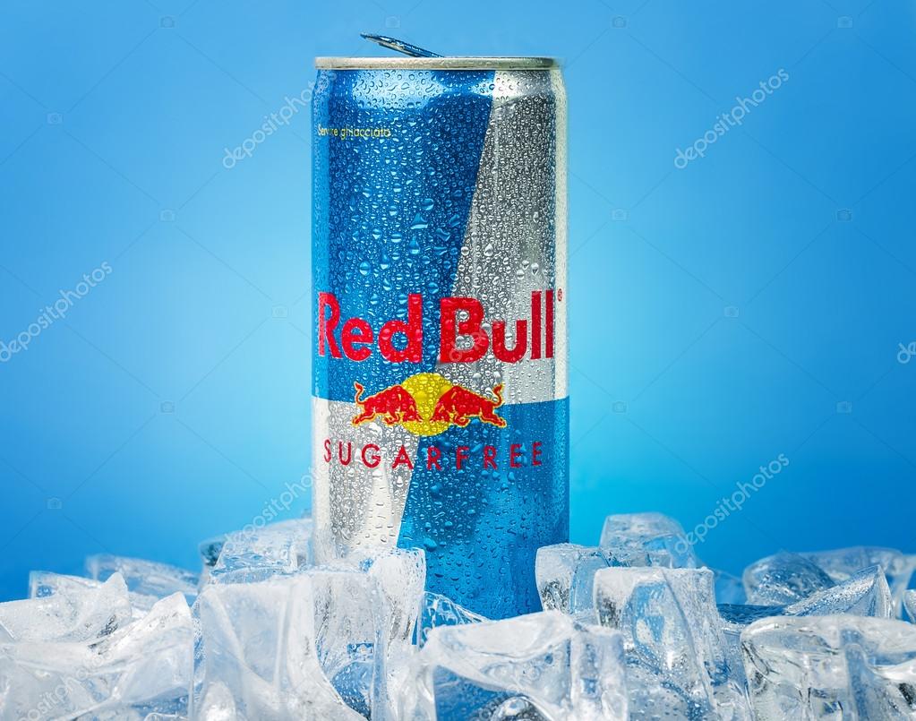 TRIESTE, ITALY-MAY 30, 2016: Aluminium can of Red Bull Energy drink Sugarfree.Red Bull is the most popular energy drink in the world, with 5,226 billion cans sold in 2012.