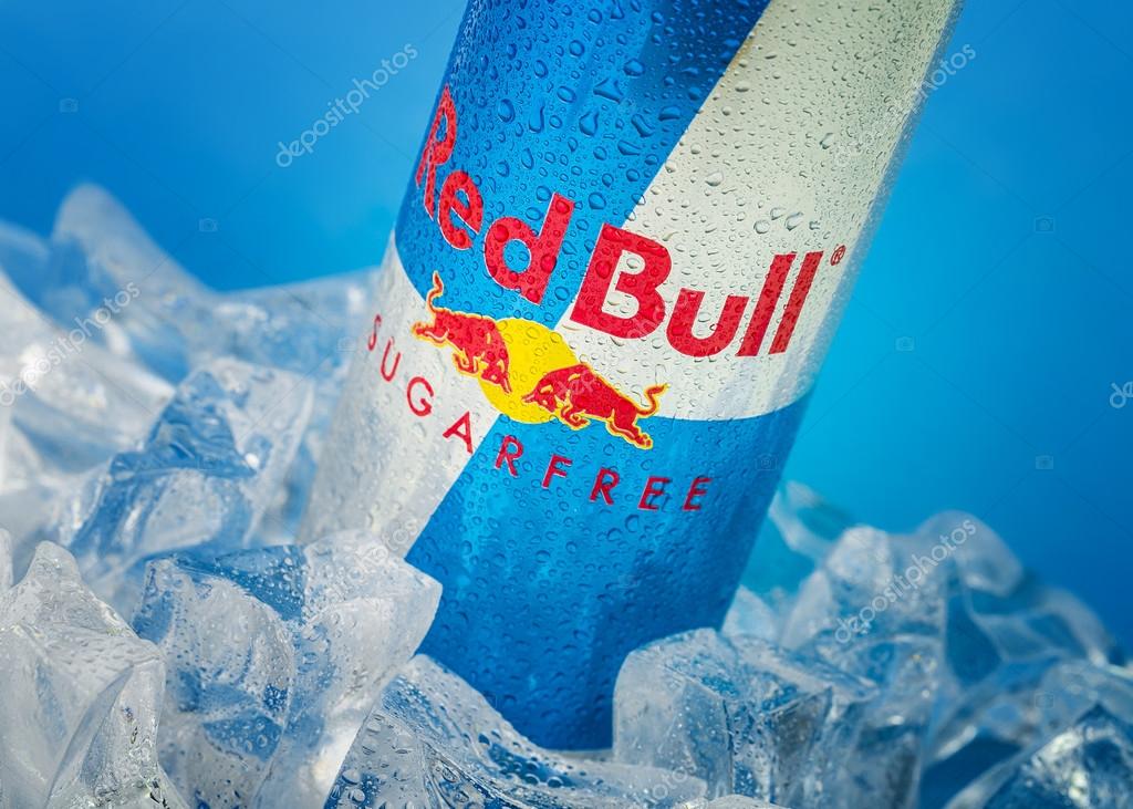 TRIESTE, ITALY-MAY 30, 2016: Aluminium can of Red Bull Energy drink Sugarfree.Isolated on white Background.Red Bull is the most popular energy drink in the world, with 5,226 billion cans sold in 2012.