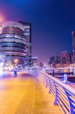 Soyut bulanık bokeh ışıklar gece: şehir panoramik manzaralı 