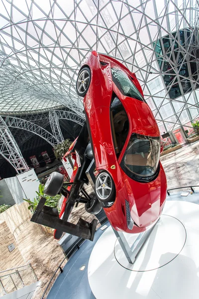 ABU DHABI, UAE - MAY 13,2014: Ferrari World at Yas Island in Abu Dhabi on MAY 13, 2014, UAE. Ferrari World is the largest indoor amusement park in the world.
