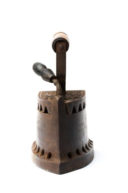 Beyaz arka plan üzerinde izole eski vintage paslı demir