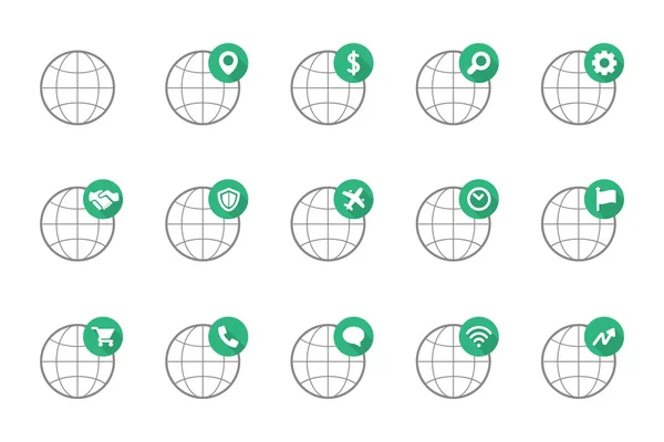 글로벌 플랫 아이콘 — 스톡 벡터