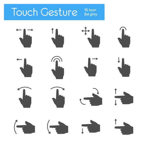 Touch Gesture Icons Flat — Stock Vector