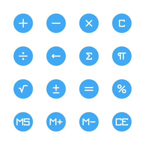 Calculadora de botones iconos planos — Vector de stock