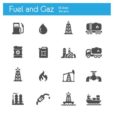 yakıt ve gaz düz simgeler