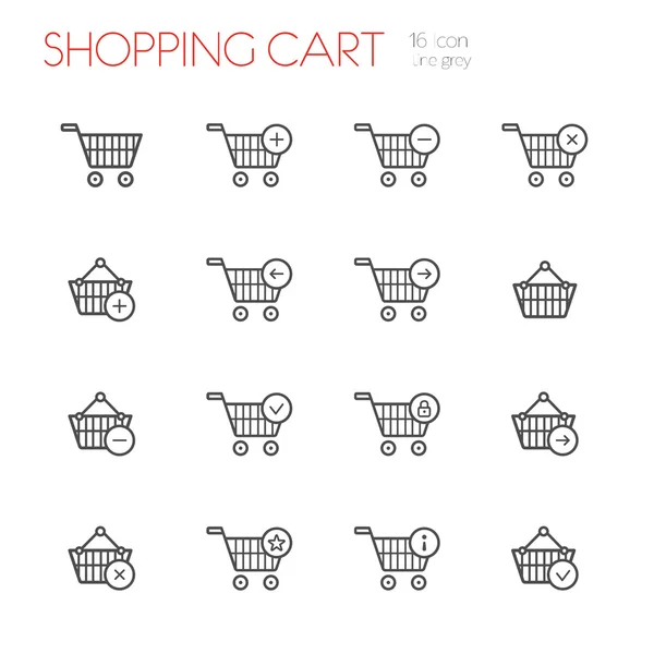 Shopping cart lijn pictogrammen — Stockvector