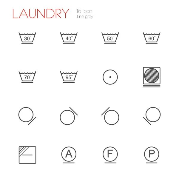 Ícones de linha de lavanderia —  Vetores de Stock