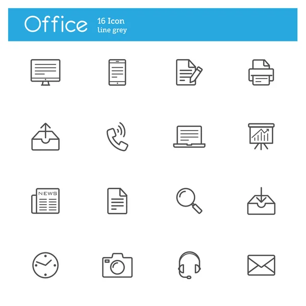 Ícones de escritório Linha —  Vetores de Stock