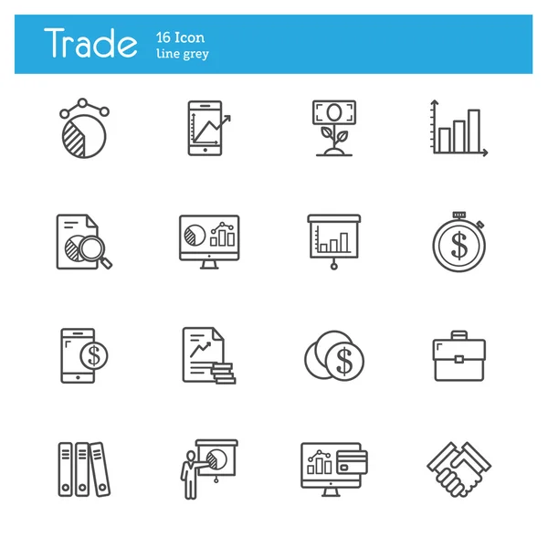 Iconos de línea comercial — Vector de stock