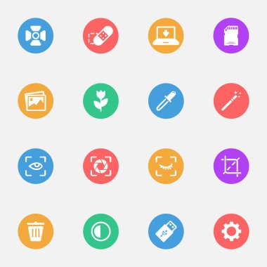 Fotoğraf makinesi araçları düz simgeler