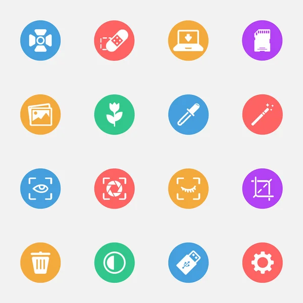 Herramientas de cámara iconos planos — Archivo Imágenes Vectoriales
