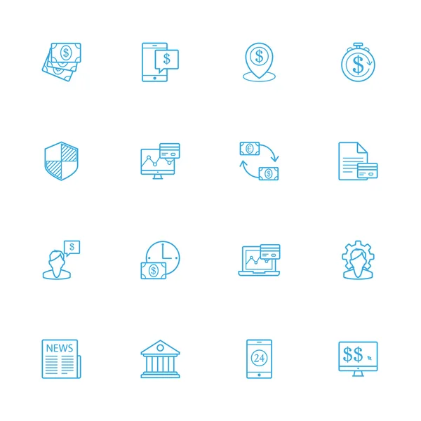 Symbole für Banken und Finanzen Blue Line — Stockvektor