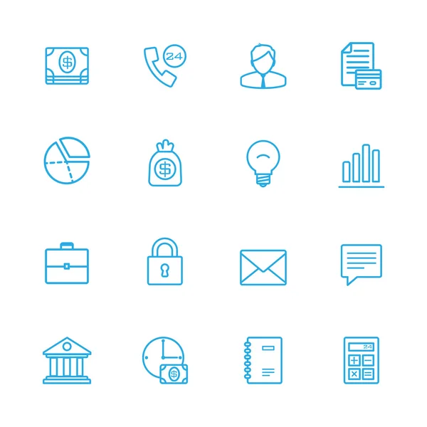 Iconos de línea azul de finanzas y banca — Archivo Imágenes Vectoriales