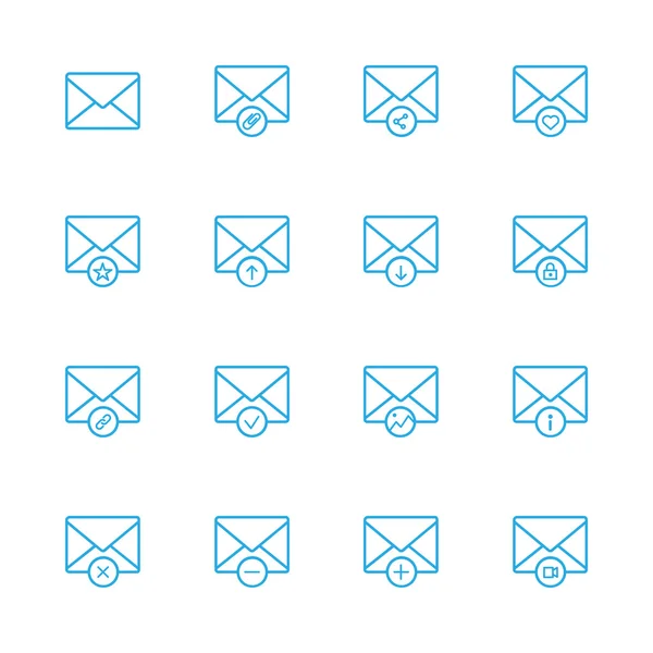 E-mail linka modré ikony — Stockový vektor