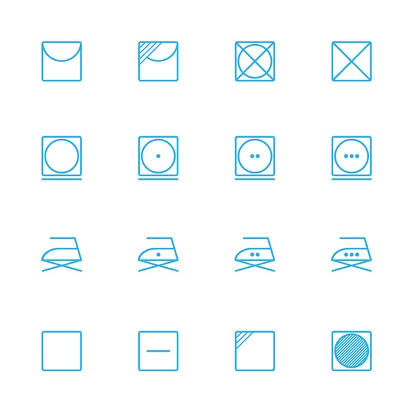 Tvätta instruktion line blå ikoner — Stock vektor