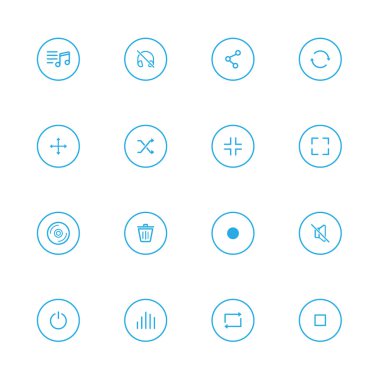 Multimedya mavi çizgi simgeler