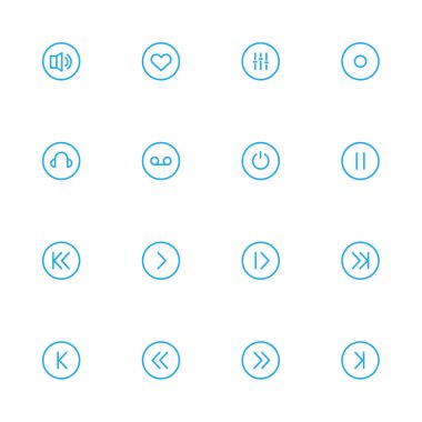 müzik mavi çizgi simgeler