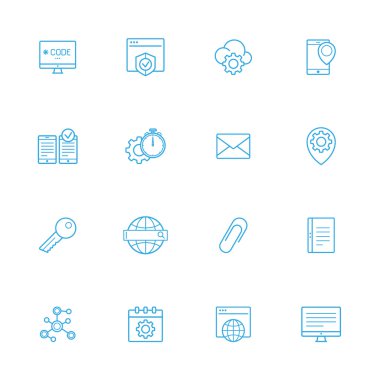 SEO mavi çizgi simgeler